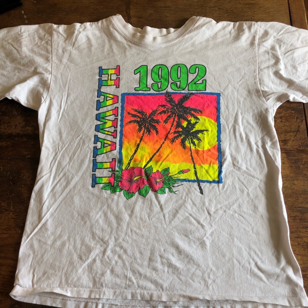 Vintage 1992 Hawaii Fluorescent Graphic Single Stitch Miller Brand Large